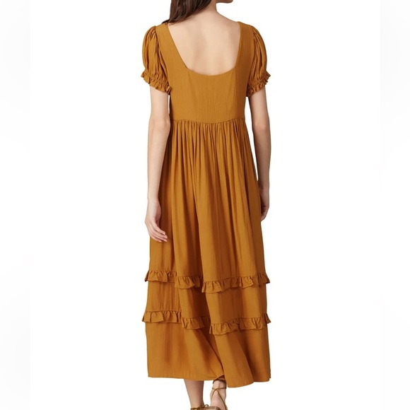 The Odells Eliza Ruffle Maxi Dress S Burnt Orange - Picture 4 of 6